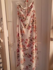 White floral long dress halter top